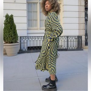 Karenbritchick The Drop Geometric Button Front Midi Maxi Dress Sz Medium